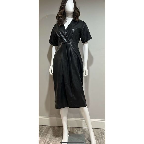 Elie Tahari Vegan Leather Midi Dress Size 6 - Picture 4 of 7